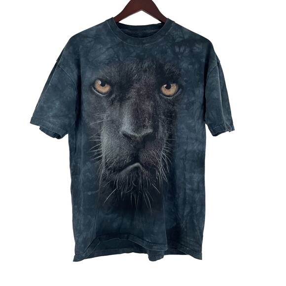 The Mountain Size L Black Tie Dye Panther T-Shirt Short Sleeve Crew Neck - Picture 1 of 7